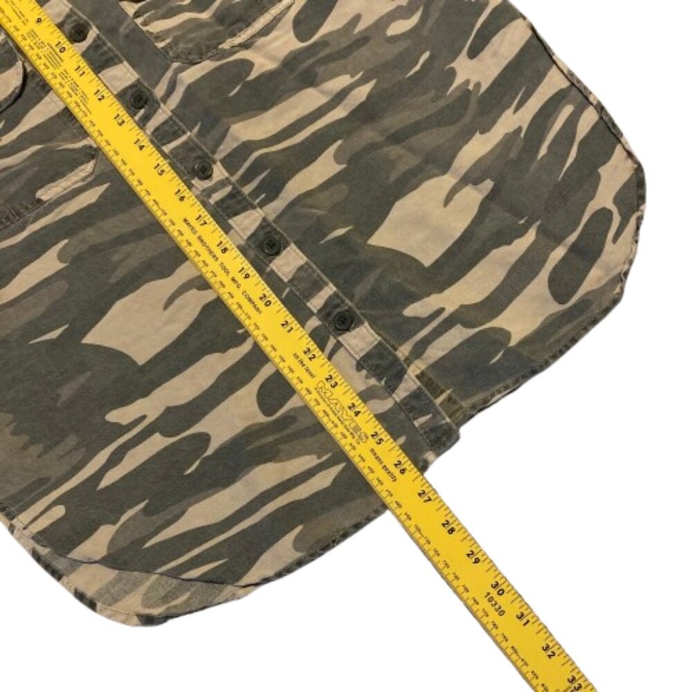 Lucky Brand Camouflage Distressed Button Up Shirt Linen Blend Womens Small - Picture 9 of 9